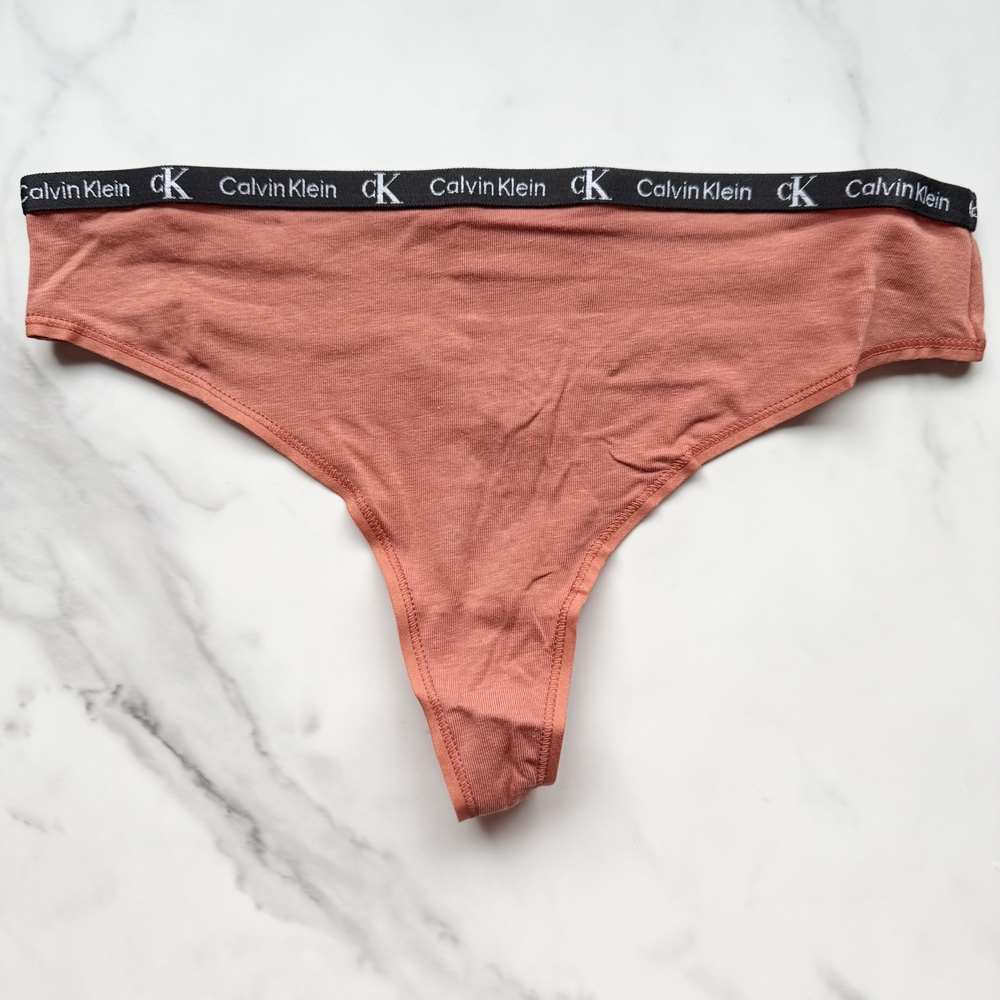 NWOT CALVIN KLEIN 1996 COTTON STRETCH MODERN THONG PANTY IN BURNT ORANGE S/M/XL